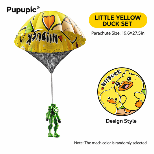 Pupupic® Hand Thrown Parachute Toy with Random Color Mech Figure – Kids Outdoor Flying Toy